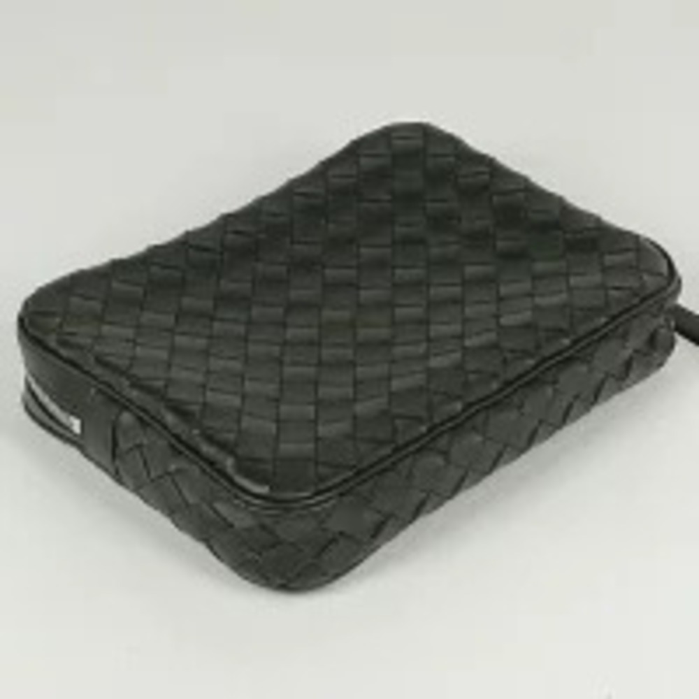Bottega Veneta Leather Clutch Black Bag Shoulder Nappa Intrecciato Woven Black